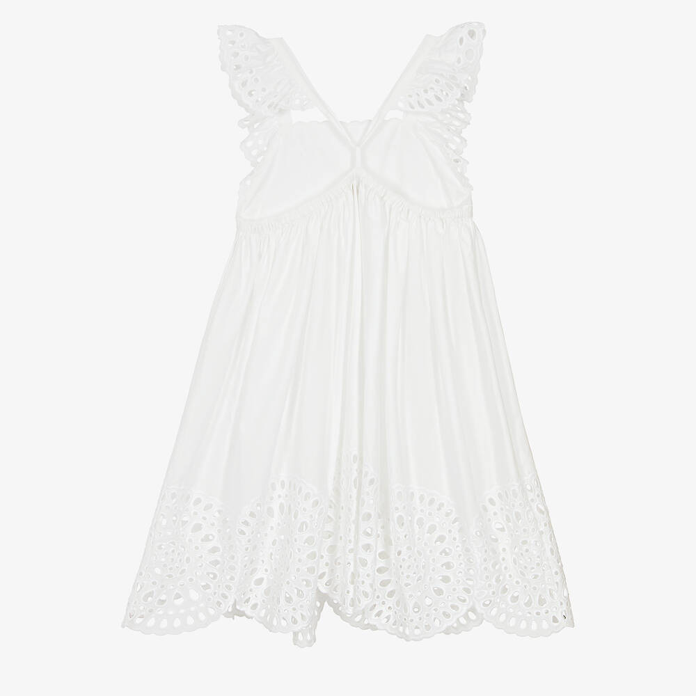 Stella McCartney Kids-Teen Girls Ivory Broderie Anglaise Dress | Childrensalon Outlet