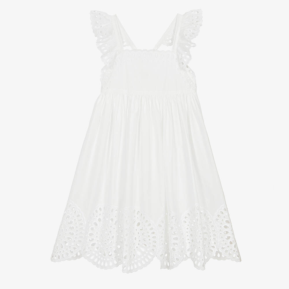 Stella McCartney Kids-Teen Girls Ivory Broderie Anglaise Dress | Childrensalon Outlet