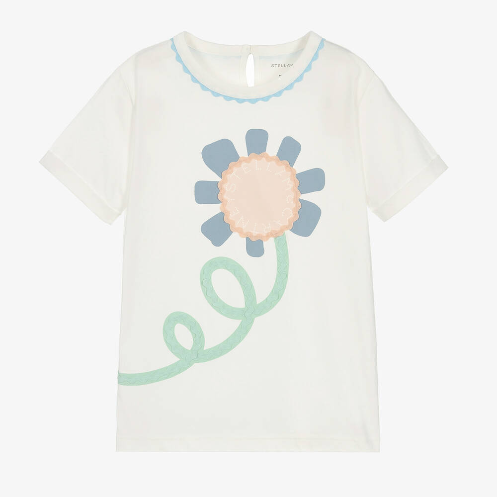 Stella McCartney Kids-تيشيرت قطن جيرسي عضوي لون عاجي للمراهقات | Childrensalon Outlet