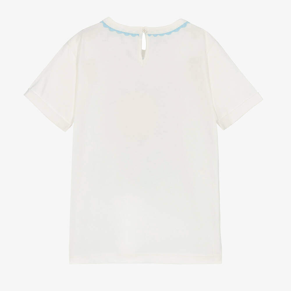 Tシャツ・カットソー STELLA MCCARTNEY Cotton T-shirt with logo print IVORY Stella McCartney Kids - Teen Girls Ivory Cotton Flower T