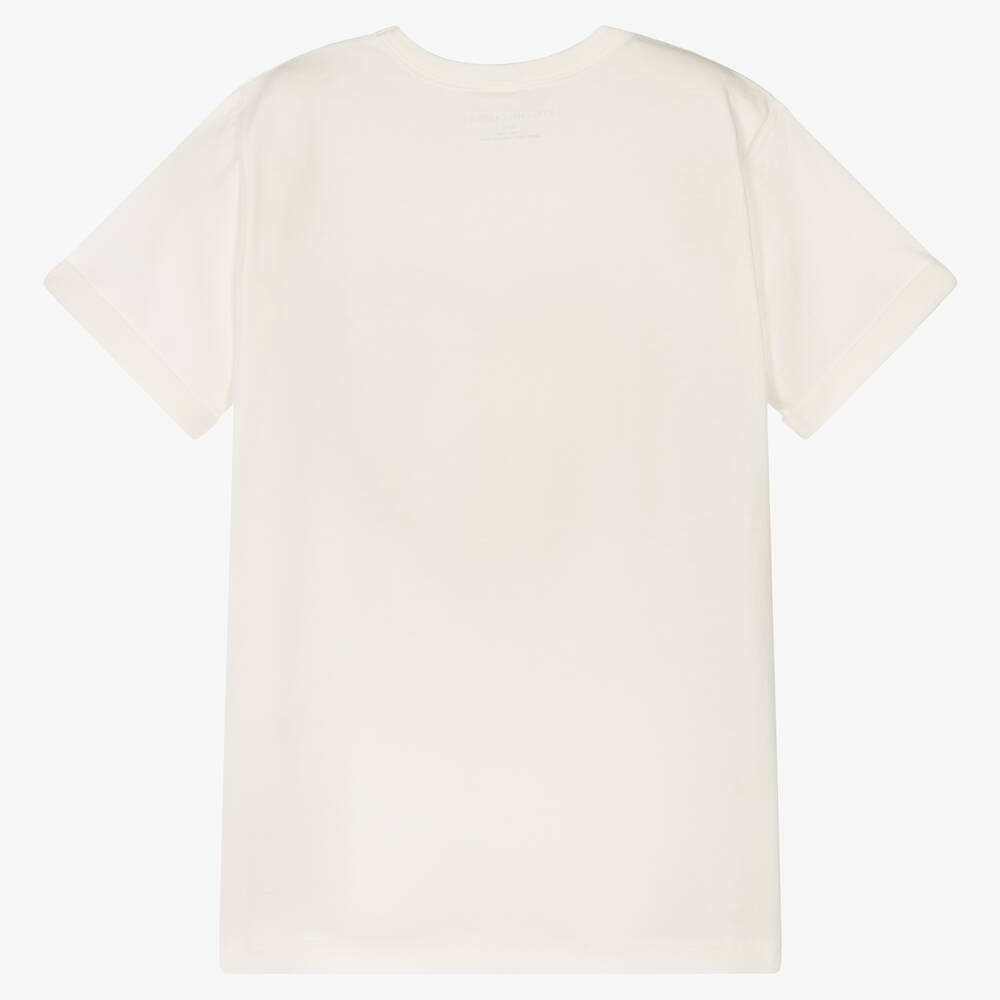 Stella McCartney Kids-Кремовая хлопковая футболка с сердцем | Childrensalon Outlet