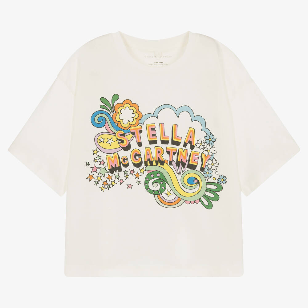 Stella McCartney Kids - Teen Girls Ivory Cotton Love To Dream T-Shirt | Childrensalon