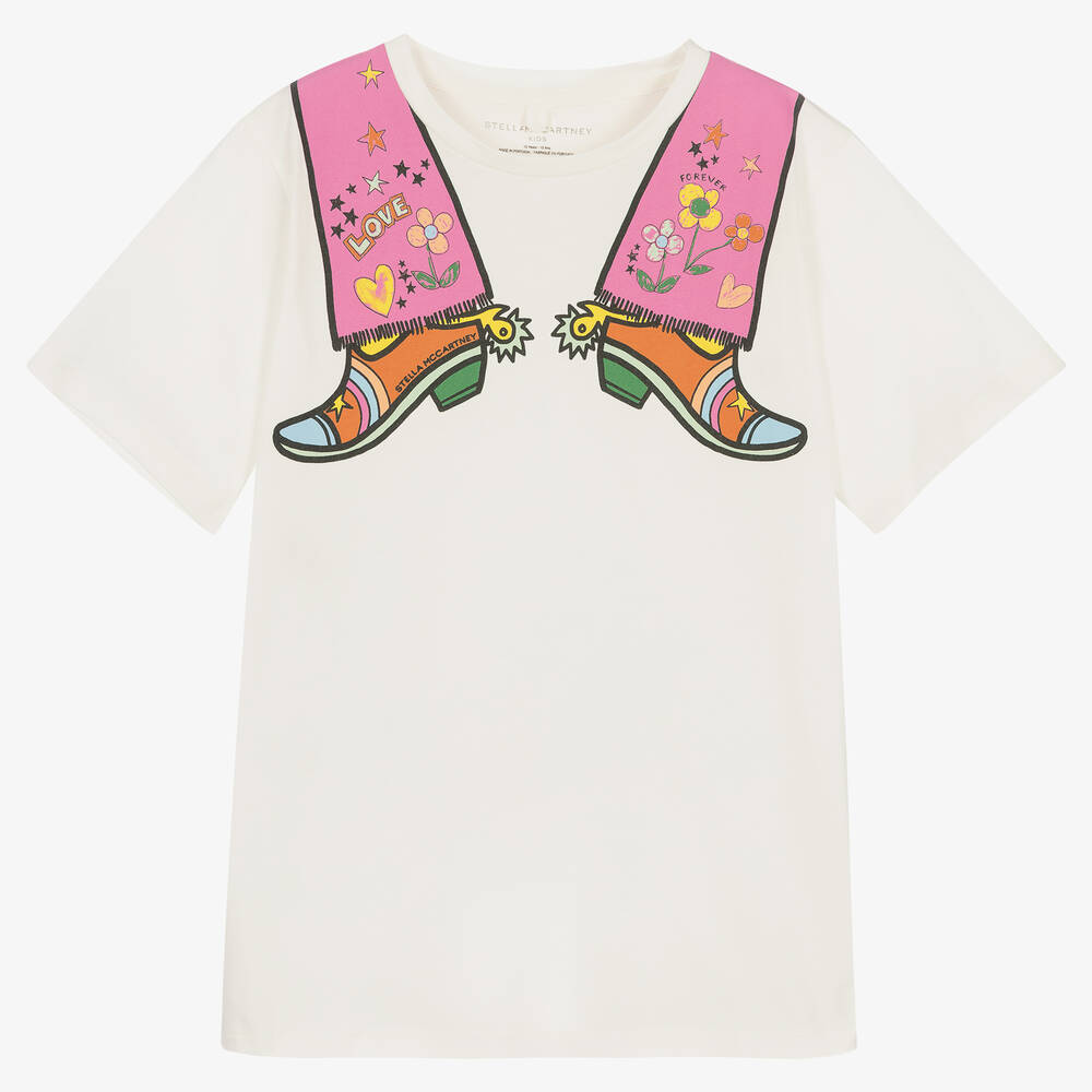 Stella McCartney Kids - Teen Baumwoll-T-Shirt in Elfenbein | Childrensalon