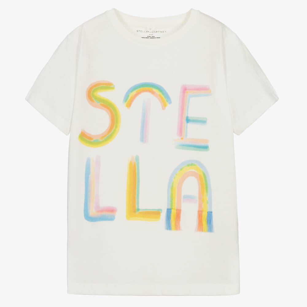 Stella McCartney Kids - Teen Baumwoll-T-Shirt Elfenbein | Childrensalon