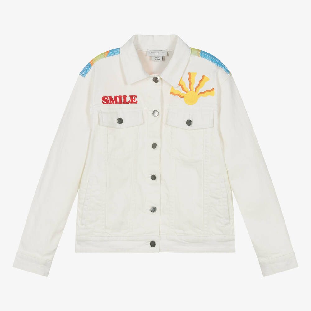 Stella McCartney Kids-Teen Girls Ivory Denim Embroidered Jacket | Childrensalon Outlet