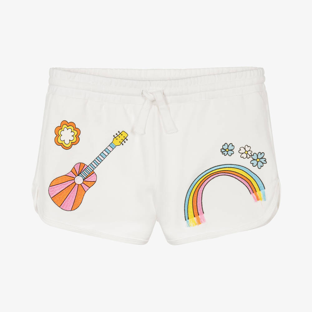 Stella McCartney Kids-Teen Girls Ivory Embroidered Cotton Shorts | Childrensalon Outlet
