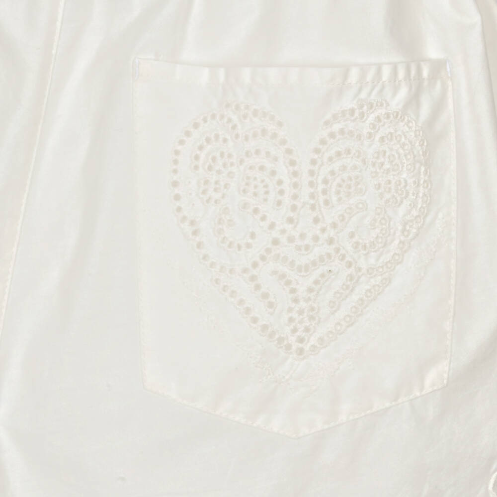 Stella McCartney Kids-Teen Girls Ivory Embroidered Cotton Shorts | Childrensalon Outlet