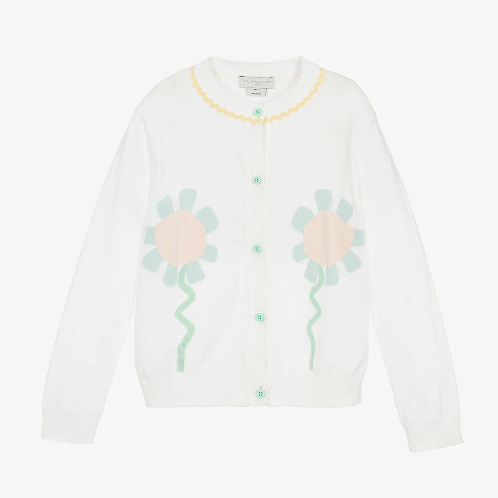 Stella McCartney Kids-كارديغان قطن عضوي محبوك لون عاجي للمراهقات | Childrensalon Outlet