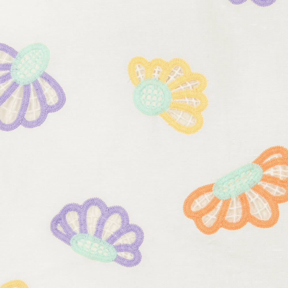 Stella McCartney Kids-بلوزة بطبعة ورود قطن وكتان لون عاجي للمراهقات | Childrensalon Outlet