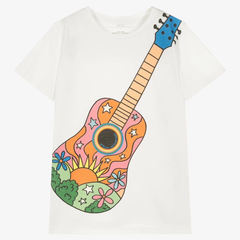 Stella McCartney Kids-Teen Girls Ivory Guitar T-Shirt | Childrensalon Outlet