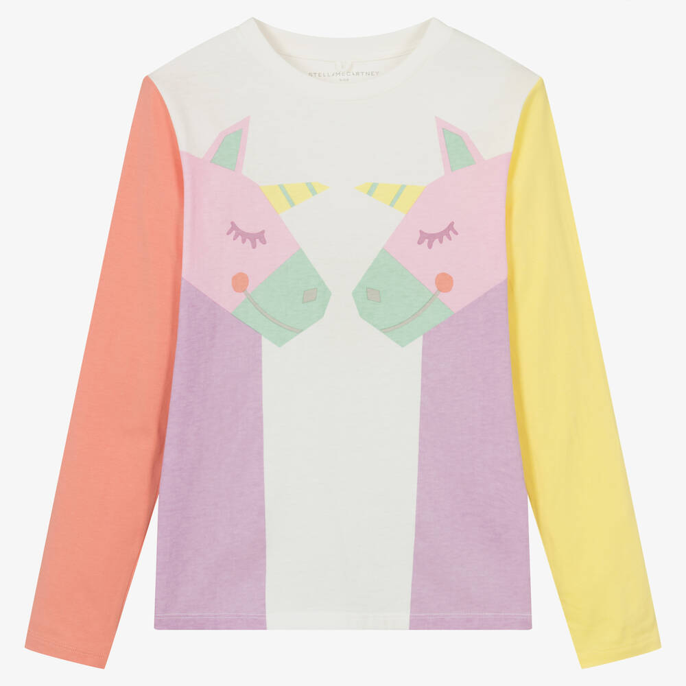Stella McCartney Kids-توب تينز بناتي قطن عضوي لون عاجي | Childrensalon Outlet