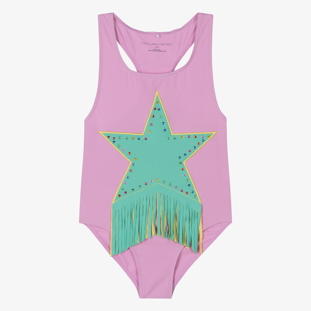Stella McCartney Kids-Teen Girls Lilac Pink Star Swimsuit (UPF 50+) | Childrensalon Outlet
