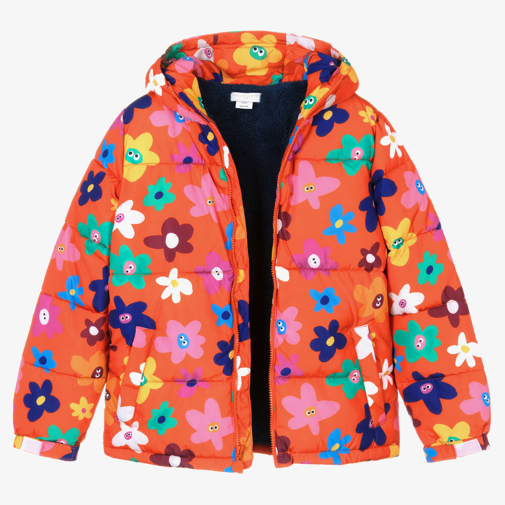 Stella McCartney Kids Teen Girls Multicolour Floral Puffer Coat