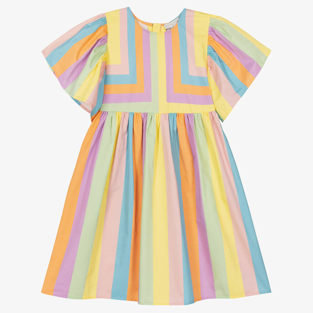Stella McCartney Kids - Teen Girls Multicoloured Striped Cotton Dress | Childrensalon