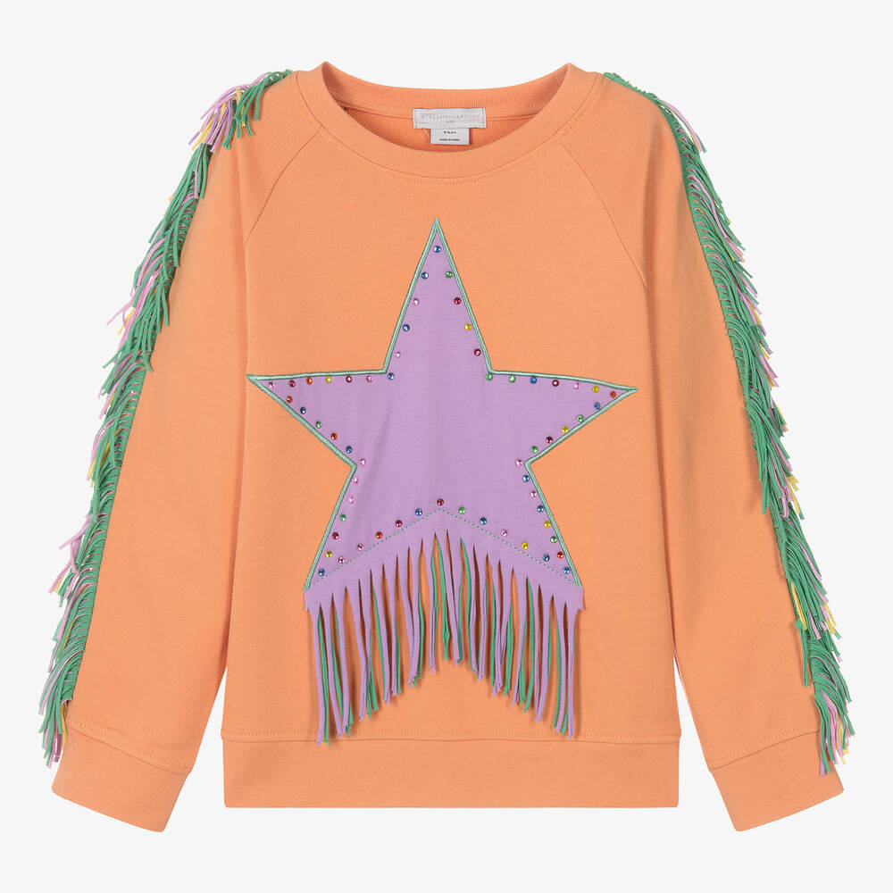 Stella McCartney Kids-سويتشيرت قطن عضوي لون برتقالي للمراهقات | Childrensalon Outlet
