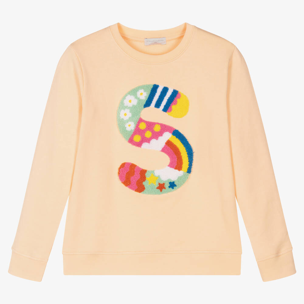 Stella McCartney Kids - سويتشيرت تينز بناتي قطن لون برتقالي | Childrensalon