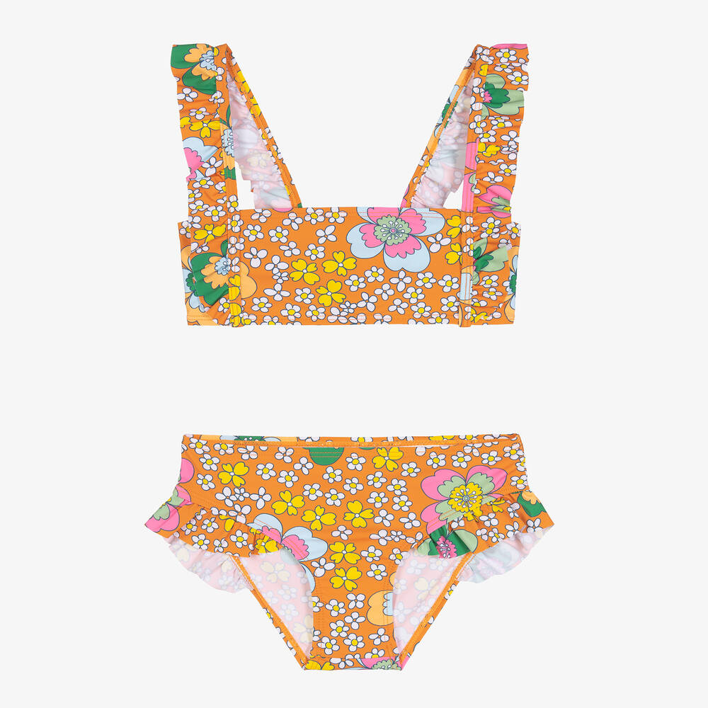Stella McCartney Kids - Teen Girls Orange Floral Bikini (UPF50+) | Childrensalon