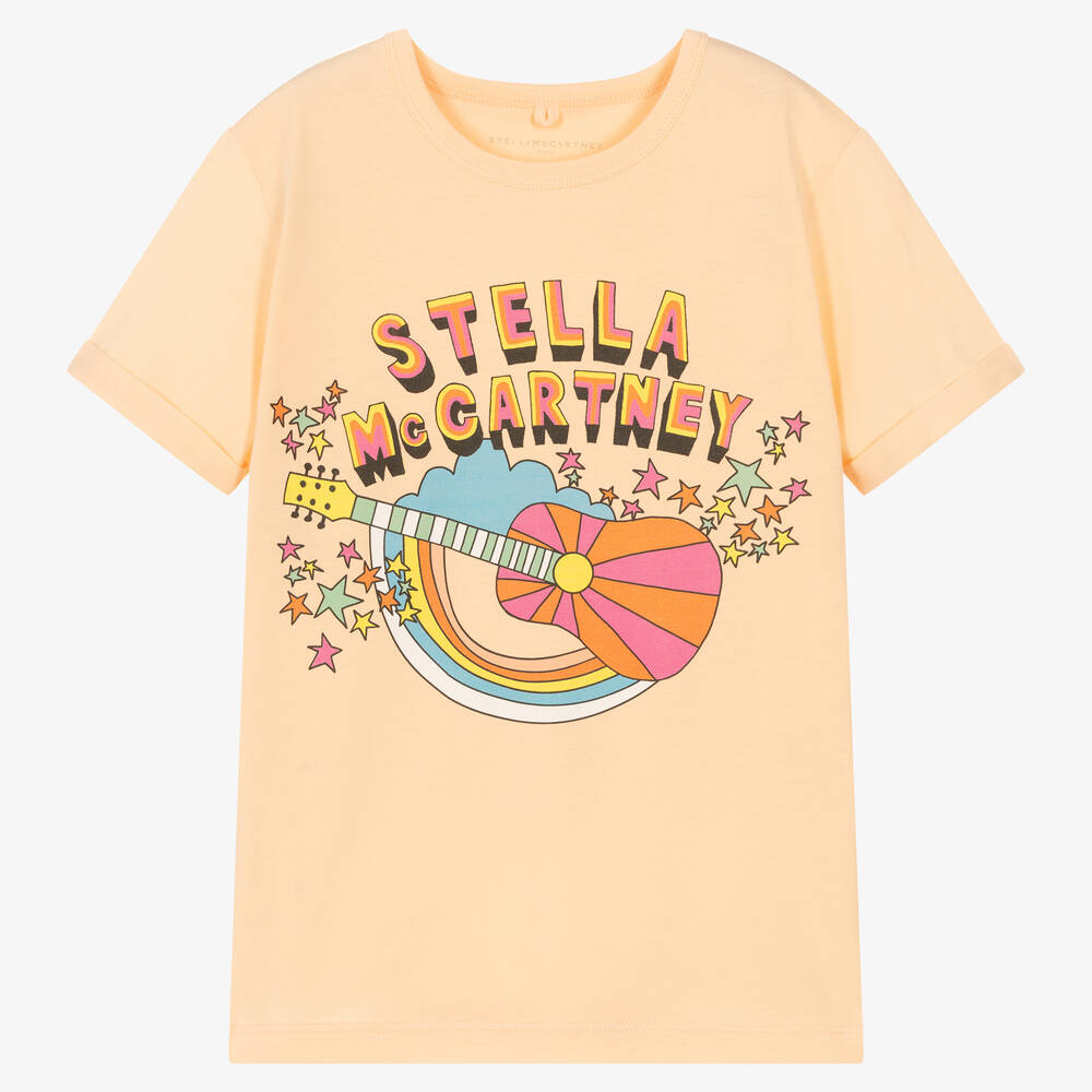 Stella McCartney Kids - تيشيرت تينز بناتي قطن عضوي لون برتقالي | Childrensalon