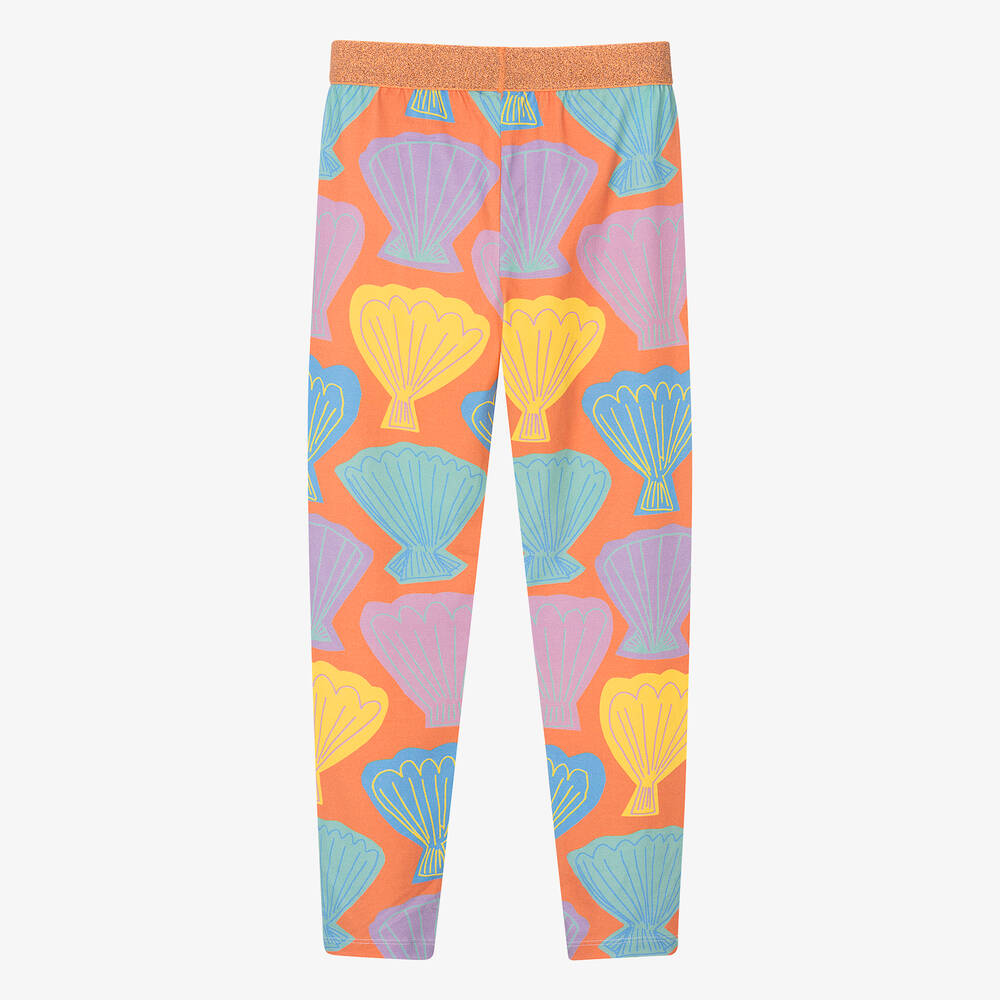 Stella McCartney Kids-Teen Girls Orange Shell Print Leggings | Childrensalon Outlet