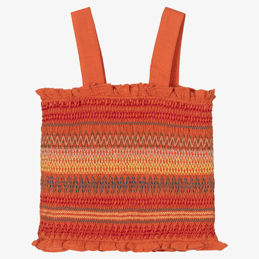 Stella McCartney Kids-Teen Girls Orange Shirred Top | Childrensalon Outlet