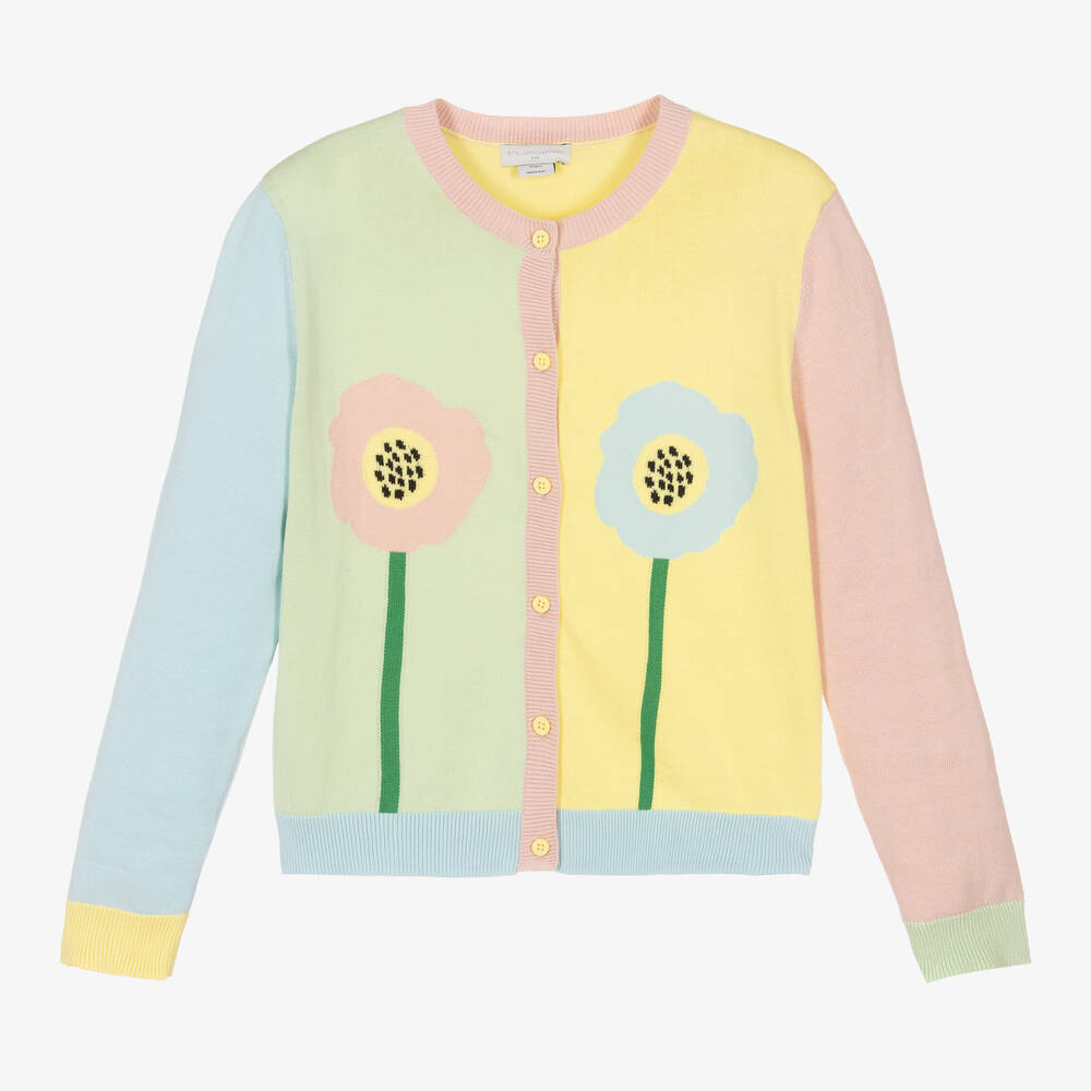 Stella McCartney Kids - كارديغان تينز بناتي قطن عضوي محبوك بألوان بلوك | Childrensalon