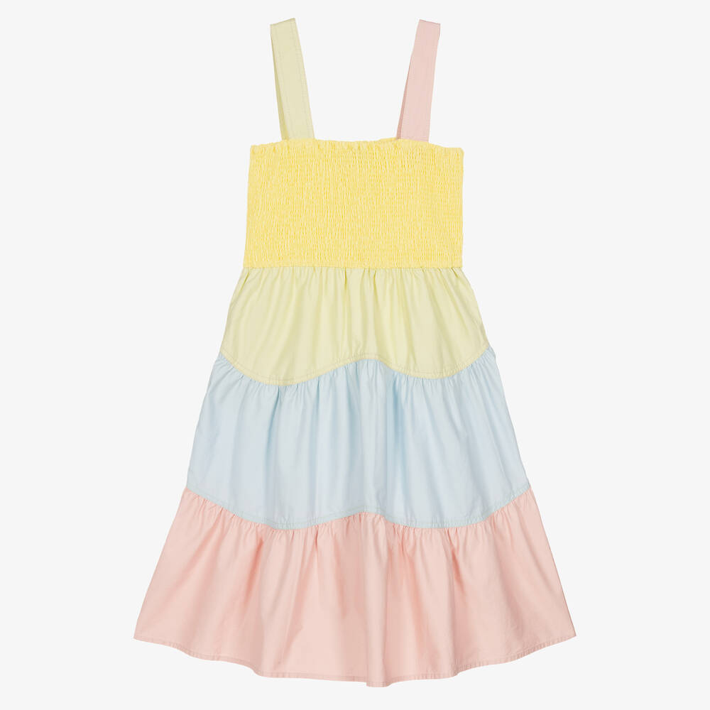 関税送料込み!【Stella Mccartney Kids】Tiered poplin dress Stella McCartney Kids - Teen Girls Pastel Colourblock Dress