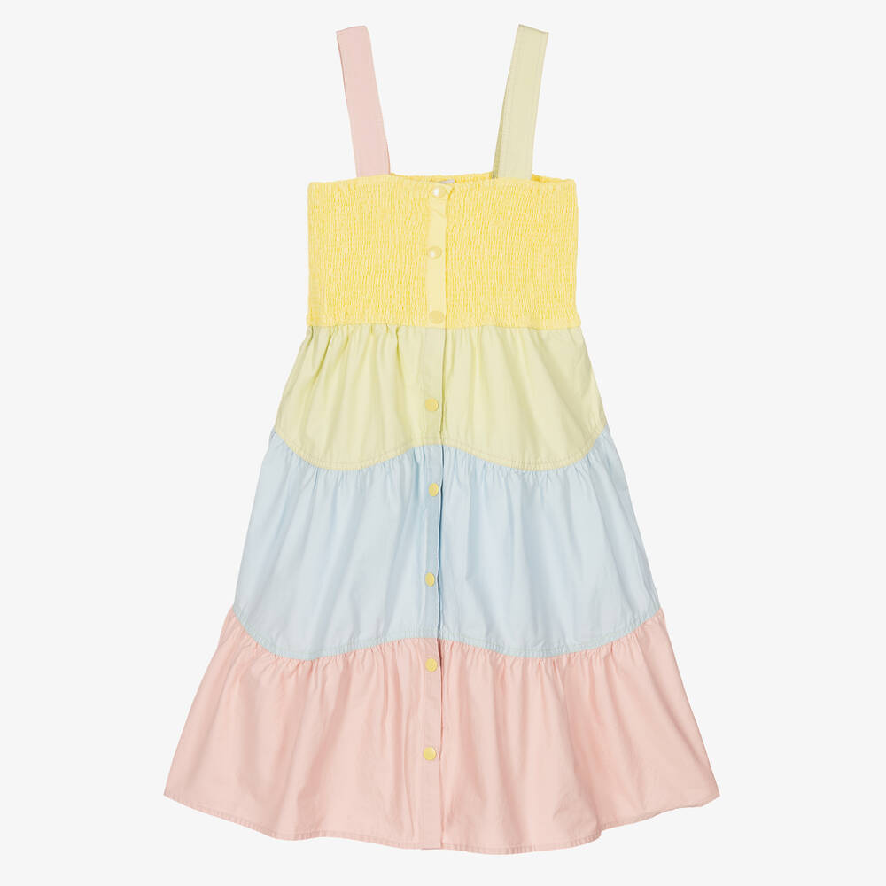 Stella McCartney Kids - فستان تينز بناتي قطن عضوي بوبلين بألوان بلوك | Childrensalon