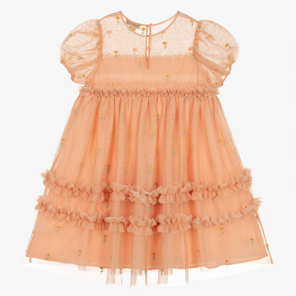 Stella McCartney Kids-Teen Girls Pastel Orange Tulle Dress | Childrensalon Outlet