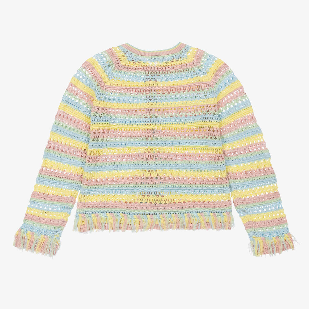 Stella McCartney Kids Teen Girls Pastel Rainbow Stripe Cardigan