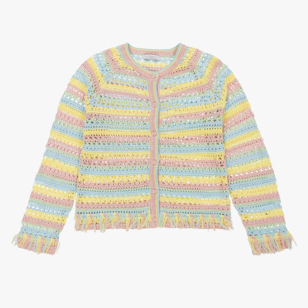 Stella McCartney Kids - Teen Girls Pastel Rainbow Stripe Cardigan | Childrensalon