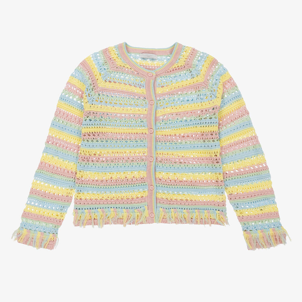 Stella McCartney Kids Teen Girls Pastel Rainbow Stripe Cardigan