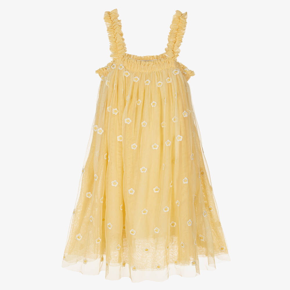 Stella McCartney Kids - Robe jaune en tulle à marguerites | Childrensalon