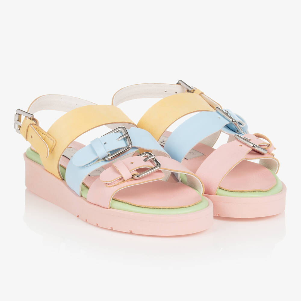 Teen Girls Pink Blue Buckle Sandals