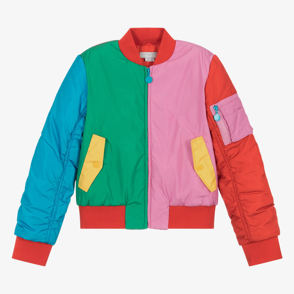 Stella McCartney Kids - Розовая куртка-бомбер с цветовыми блоками | Childrensalon