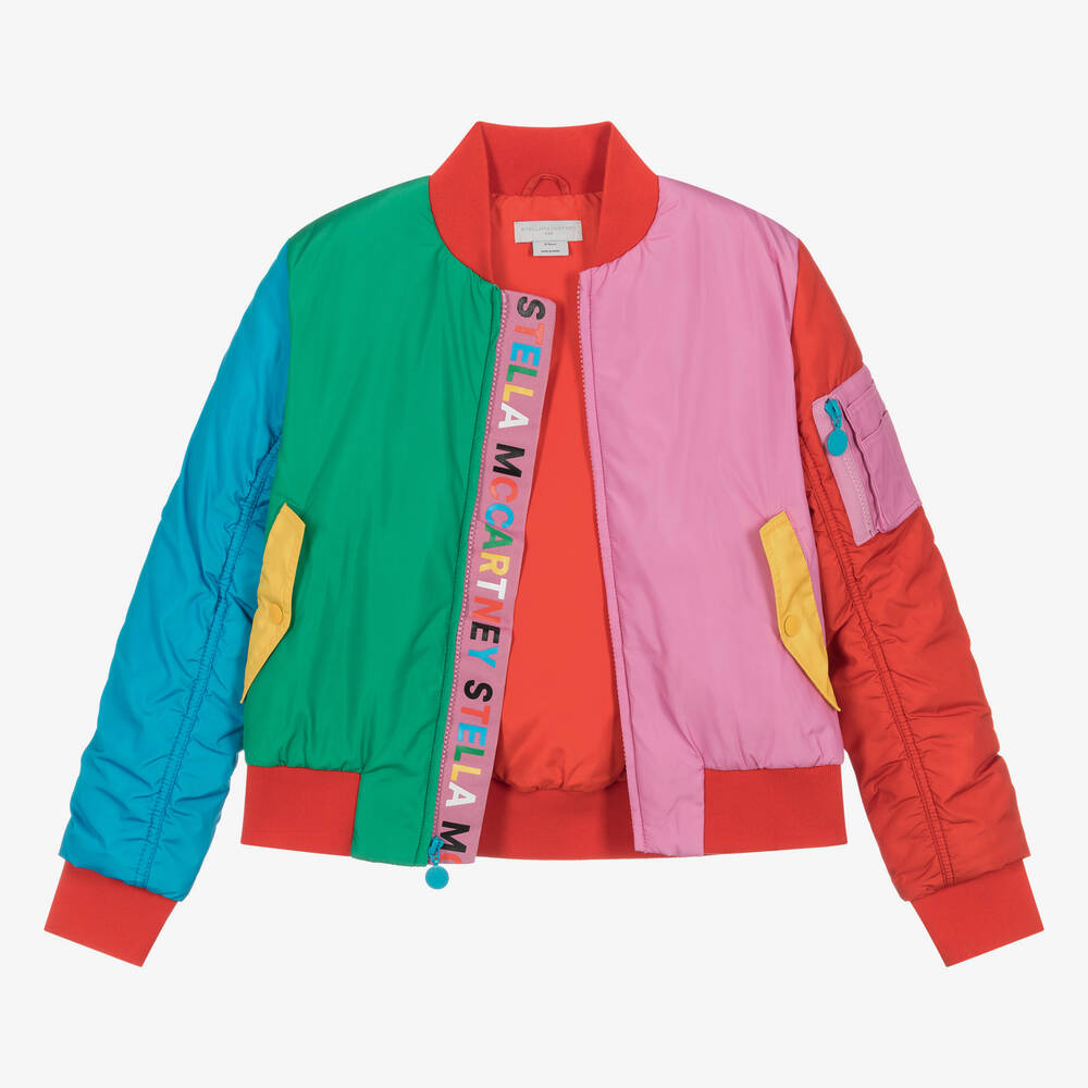 Stella McCartney Kids Teen Girls Pink Colourblock Bomber Jacket