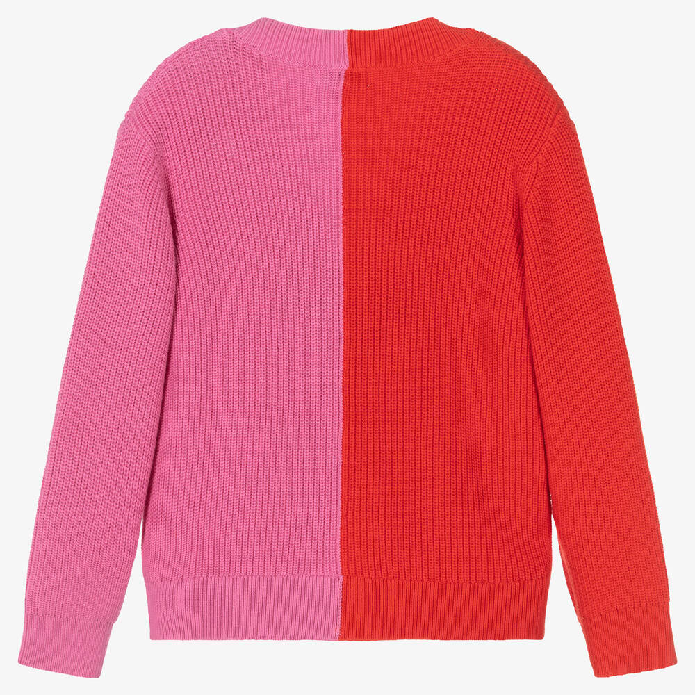 Stella McCartney Kids-كارديغان تينز بناتي قطن عضوي بألوان بلوك | Childrensalon Outlet