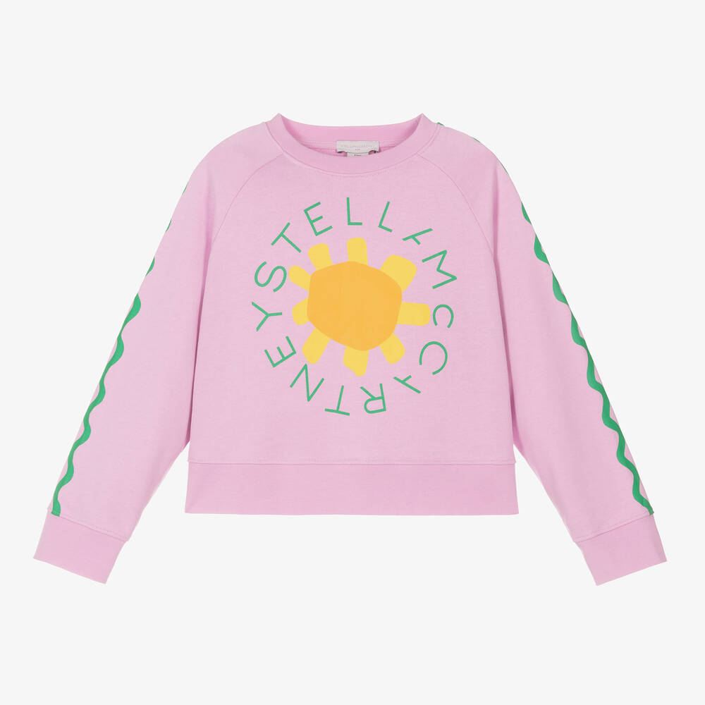 Teen Girls Pink Cotton Flower Sweatshirt