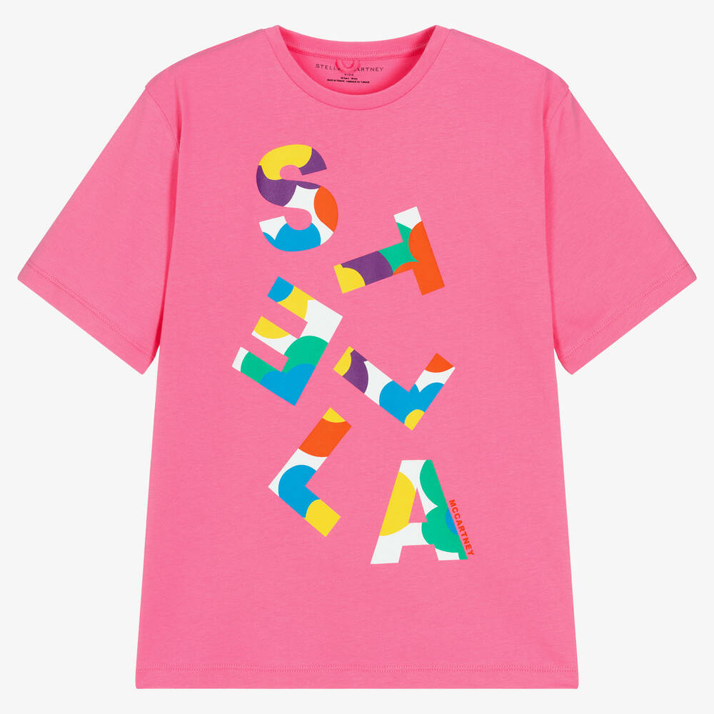 Stella McCartney Kids - Teen Girls Pink Cotton Logo T-Shirt | Childrensalon
