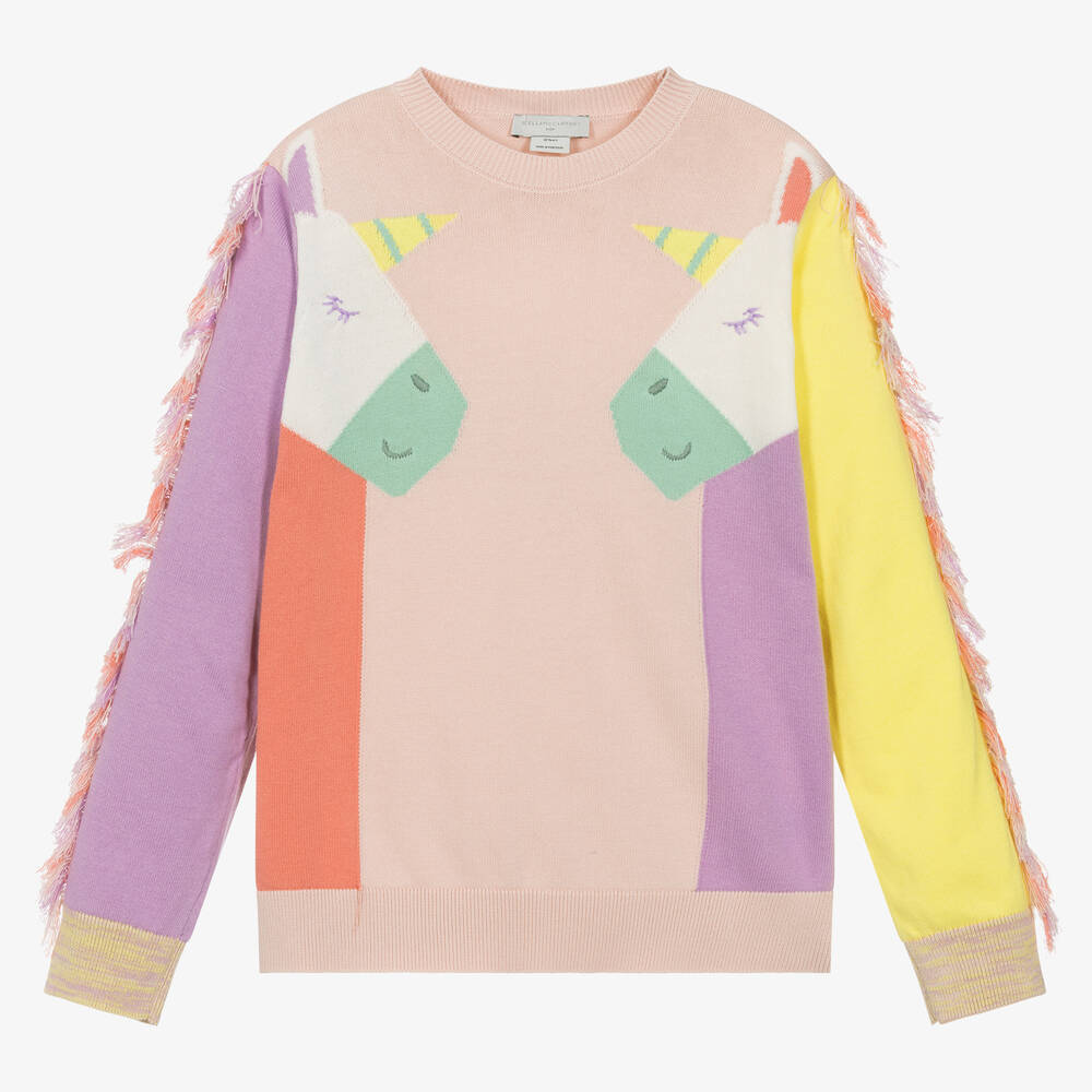 Stella McCartney Kids - Teen Girls Pink Cotton Unicorn Sweater | Childrensalon