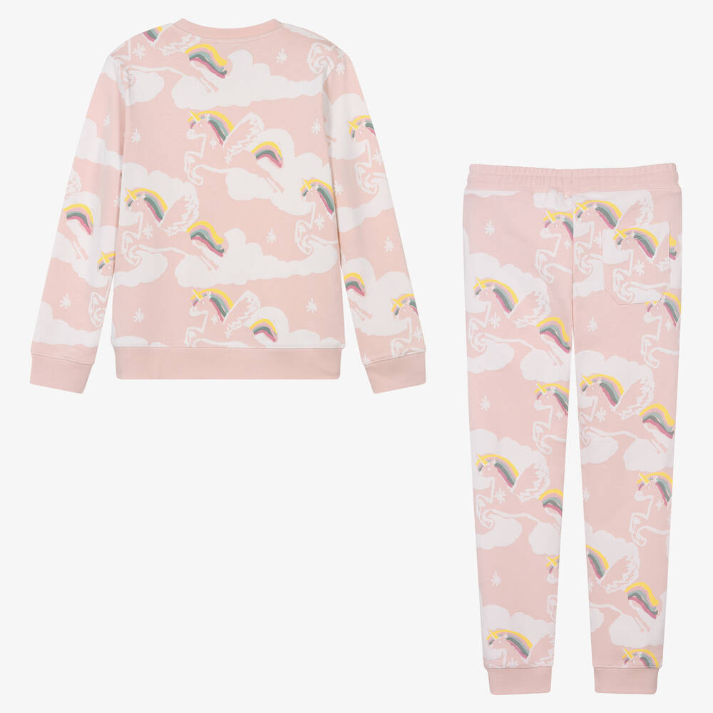 Stella McCartney Kids-Teen Girls Pink Cotton Unicorn Tracksuit | Childrensalon Outlet