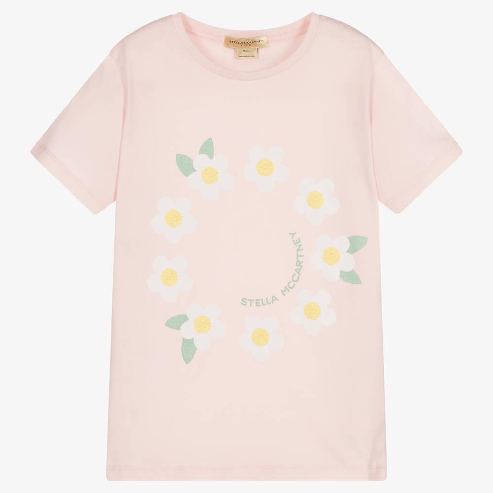 Stella McCartney Kids - T-shirt rose à marguerites ado | Childrensalon