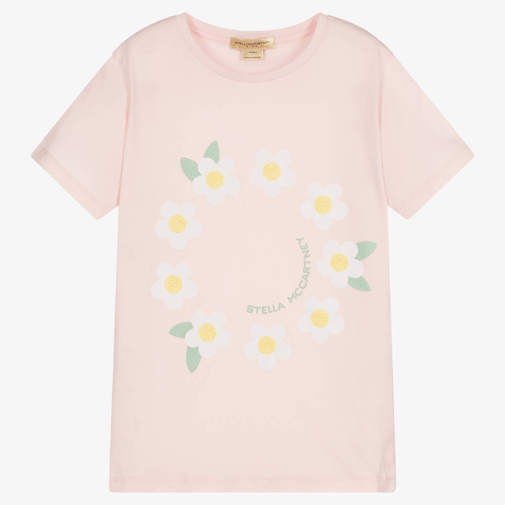 Stella McCartney Kids-Teen Girls Pink Daisy Chain T-Shirt | Childrensalon Outlet