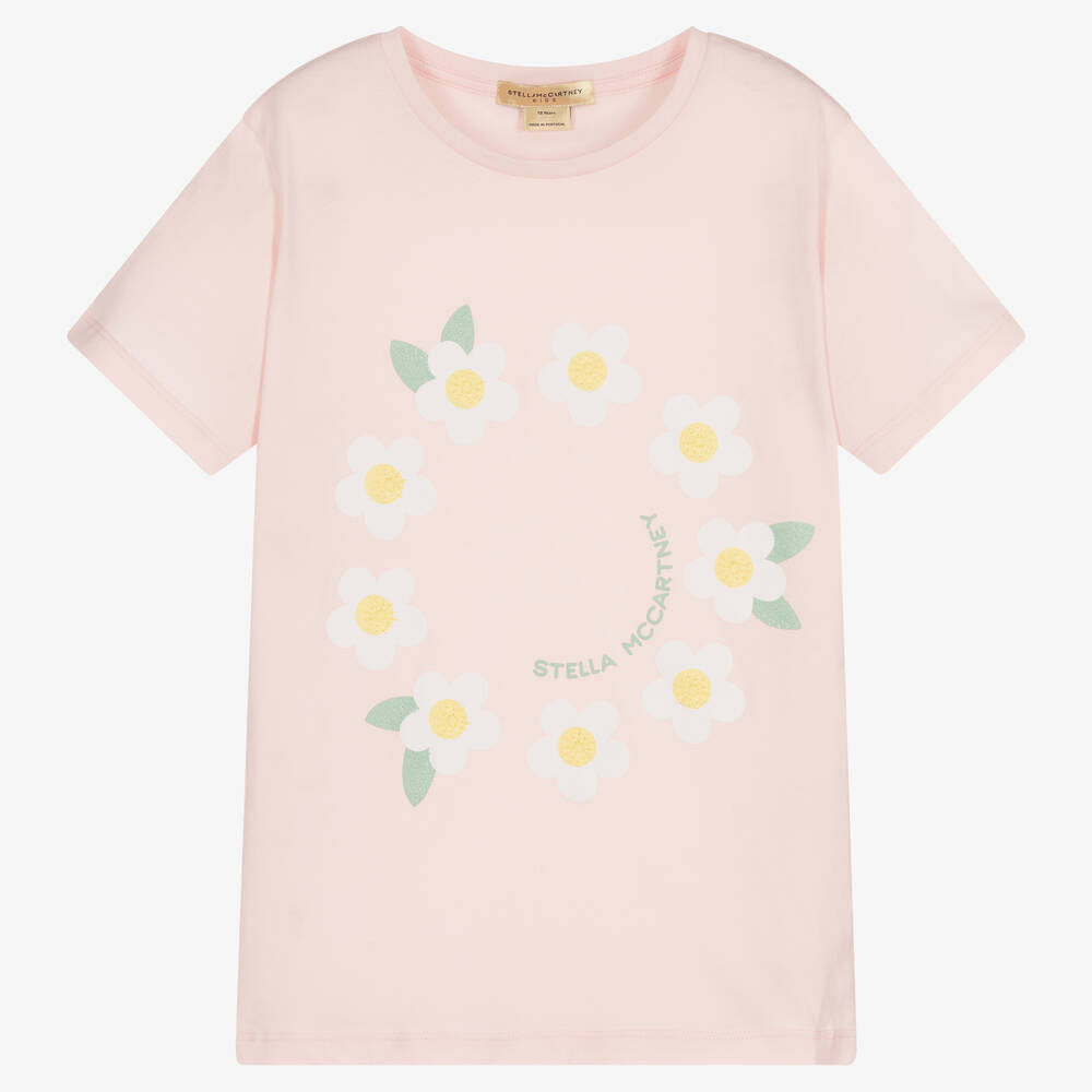 Stella McCartney Kids - Rosa T-Shirt mit Gänseblümchenkette | Childrensalon