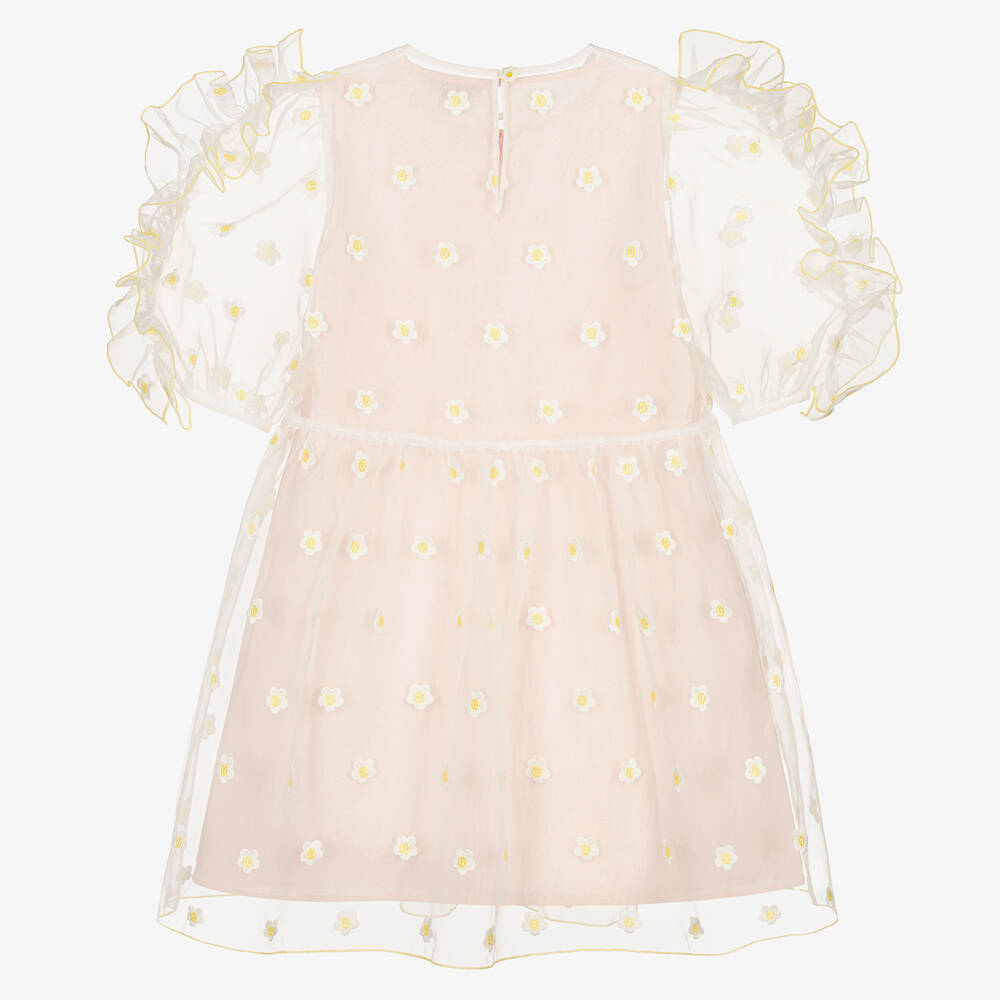 Stella McCartney Kids-Розовое платье из органзы с ромашками | Childrensalon Outlet