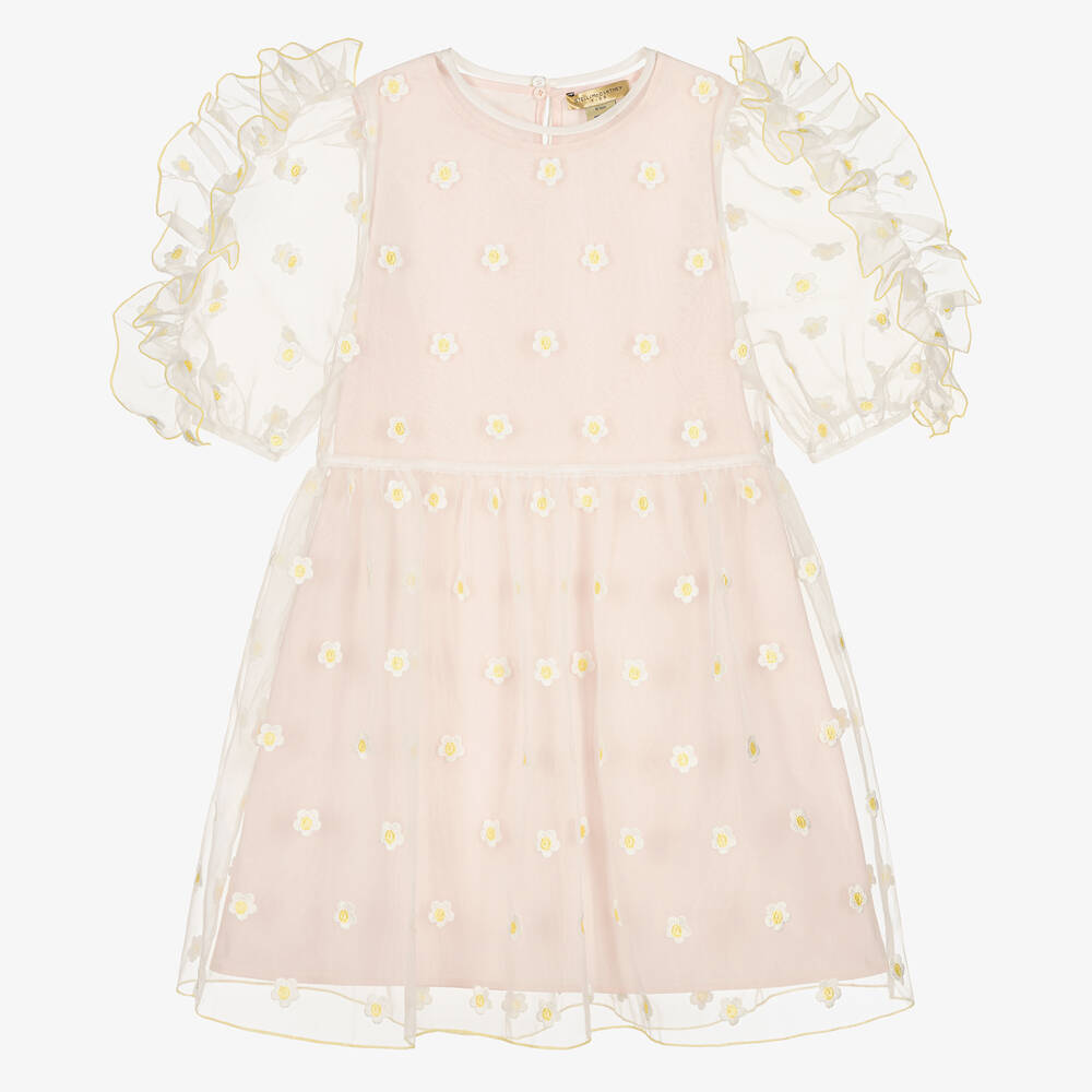 Stella McCartney Kids - Розовое платье из органзы с ромашками | Childrensalon