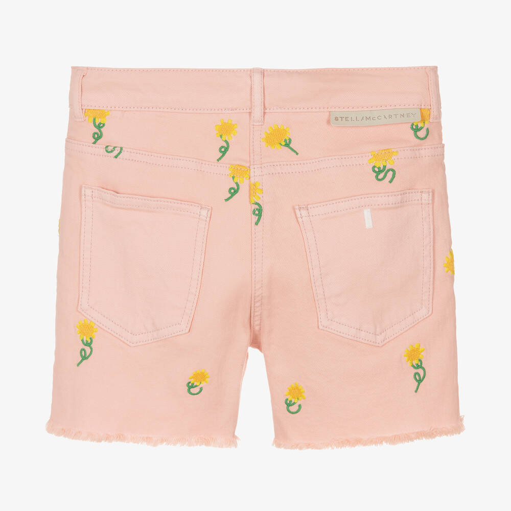 Stella McCartney Kids-Teen Girls Pink Embroidered Denim Shorts | Childrensalon Outlet