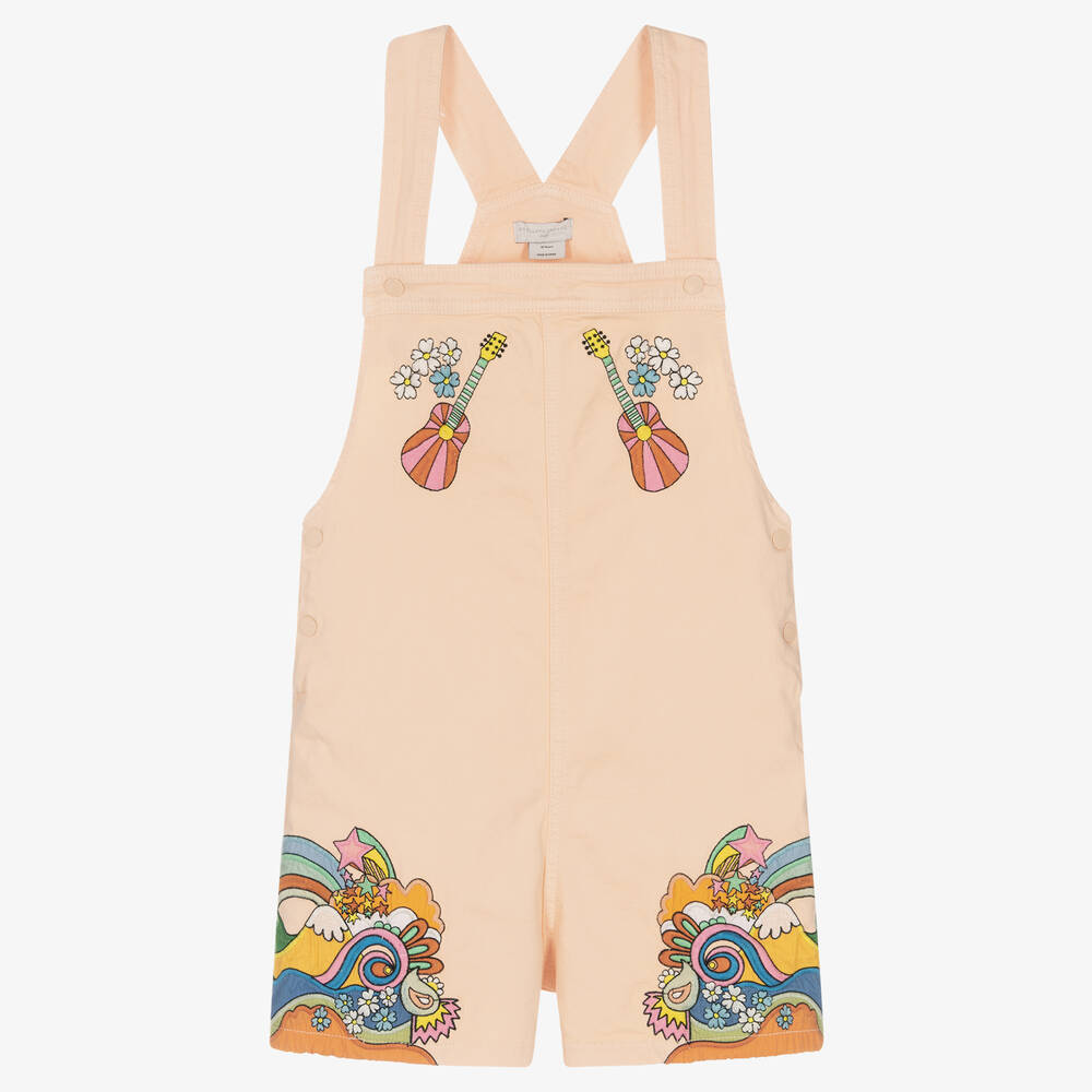 Stella McCartney Kids - Teen Girls Pink Embroidered Dungaree Shorts | Childrensalon