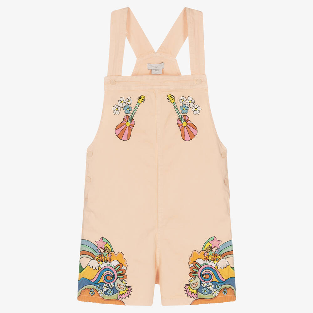 Stella McCartney Kids-Teen Girls Pink Embroidered Dungaree Shorts | Childrensalon Outlet