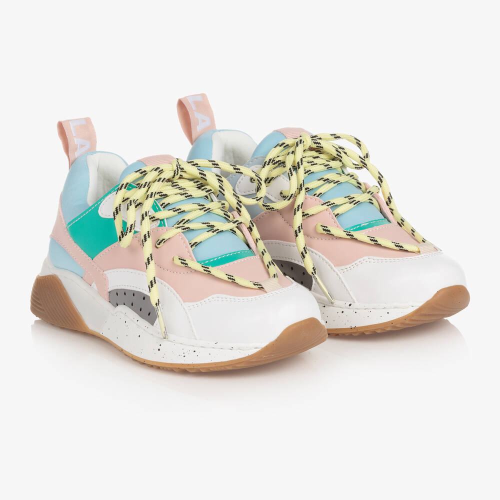 Stella McCartney Kids Teen Girls Pink Faux Leather Trainers