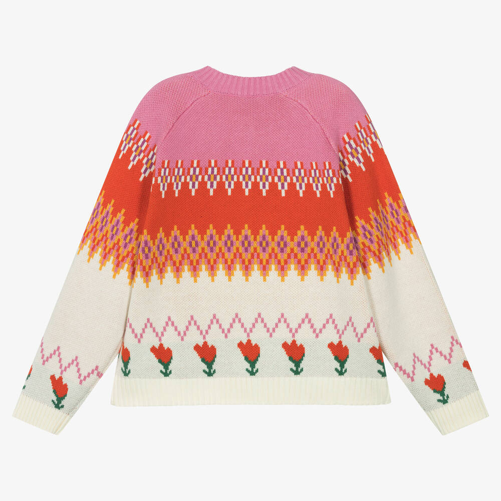 Stella McCartney Kids-Teen Girls Pink & Ivory Tulip Cardigan | Childrensalon Outlet